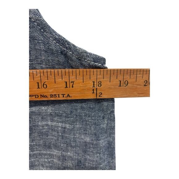 Max Studio Dress Womens Small Linen Blend Heather‎ Blue Contrast Stitch Pockets - Picture 6 of 9